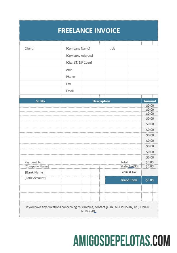 Fatura Freelancer Gratuita modelo